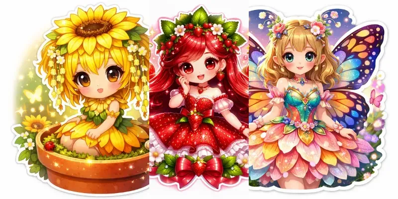 Cute Fantasy Character Floral Dreams generated by undefined