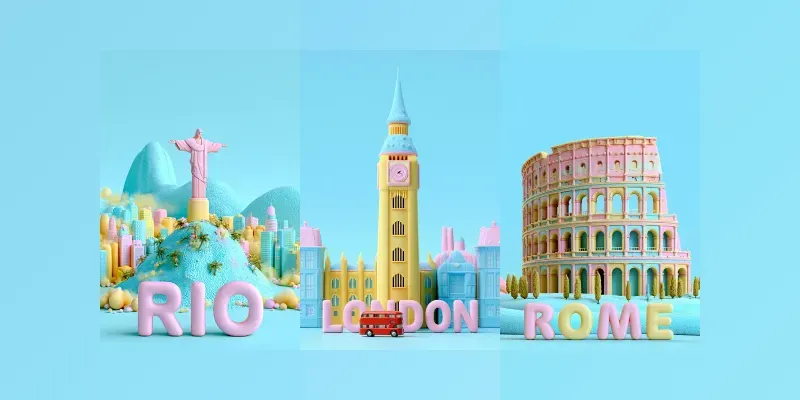 Pastel 3D Landmark Posters generated by undefined