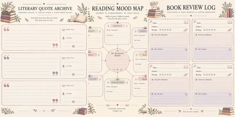 Booktok Reading Log Printables