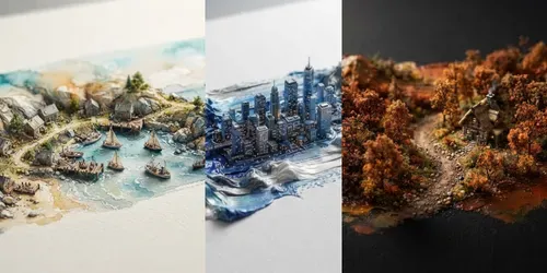 Microworlds Inside A Brushstroke generated by gemini-image