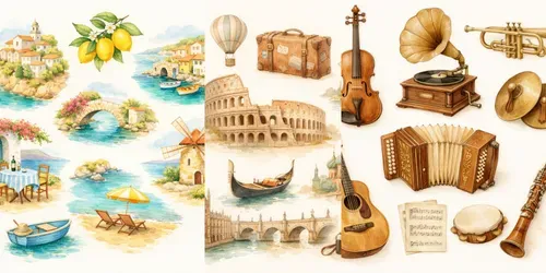 Any Subject Watercolor Illustration Sets generated by chatgpt-image