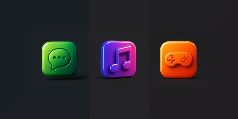 Premium 3D Glossy App Icons generated by undefined