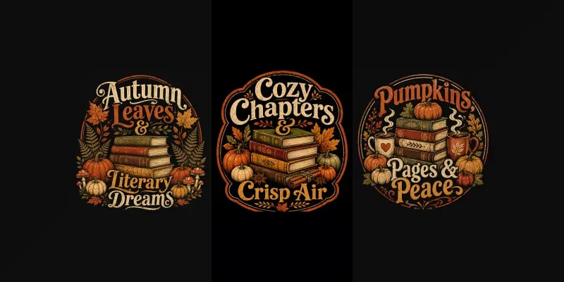 Cozy Fall Book Lover Tshirt Designs generated by undefined