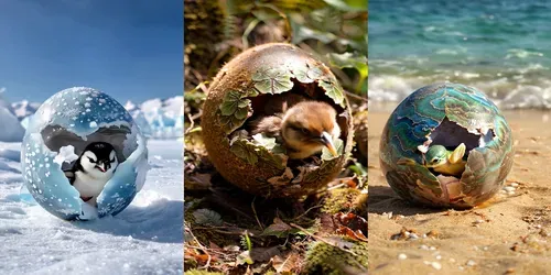 Adorable Animal Egg Hatch Video Template generated by kling