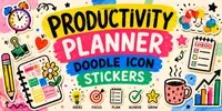 Productivity Planner Doodle Icon Stickers midjourney prompt mini thumbnail