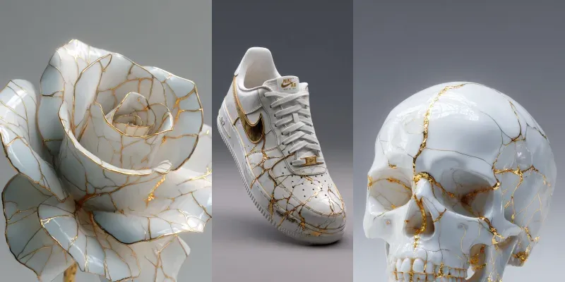 Luxury White Kintsugi Objects generated by undefined