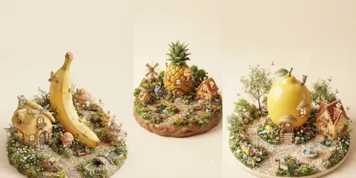 Adorable Yellow Fantasy Mini Worlds generated by gemini-image
