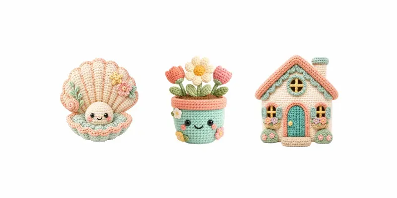 Cute Knitted Crochet Style Cliparts generated by undefined
