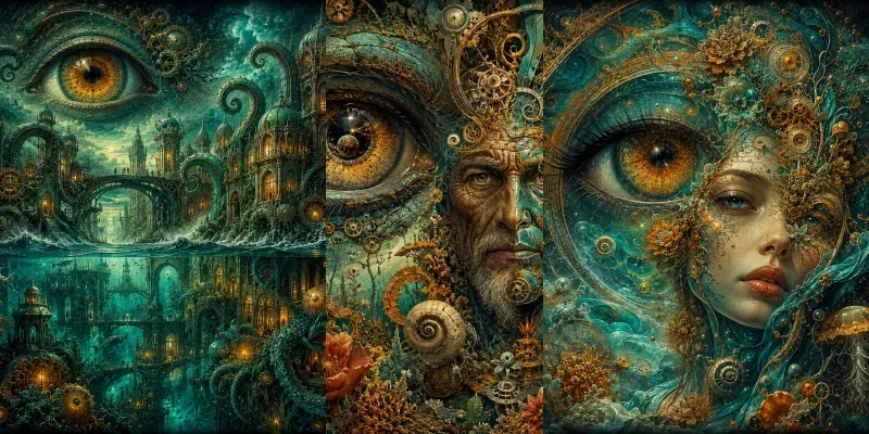 Teal Dreams Surreal Fusion Worlds generated by undefined