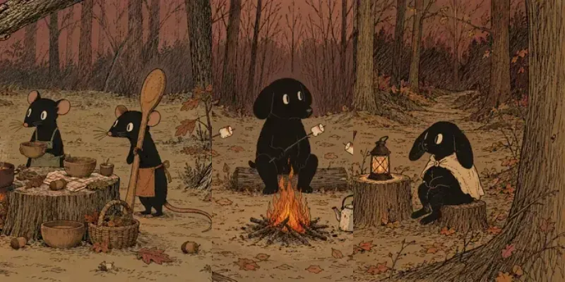 Cozy Woodland Pet Storybook Art