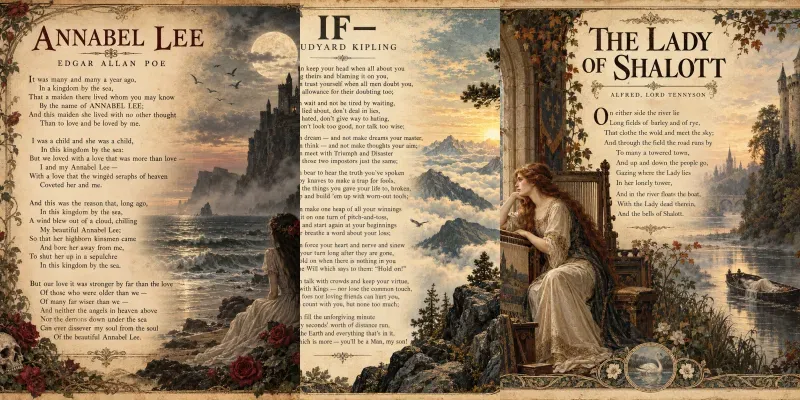 Antique Literary Poetry Posters Vintage generated by undefined