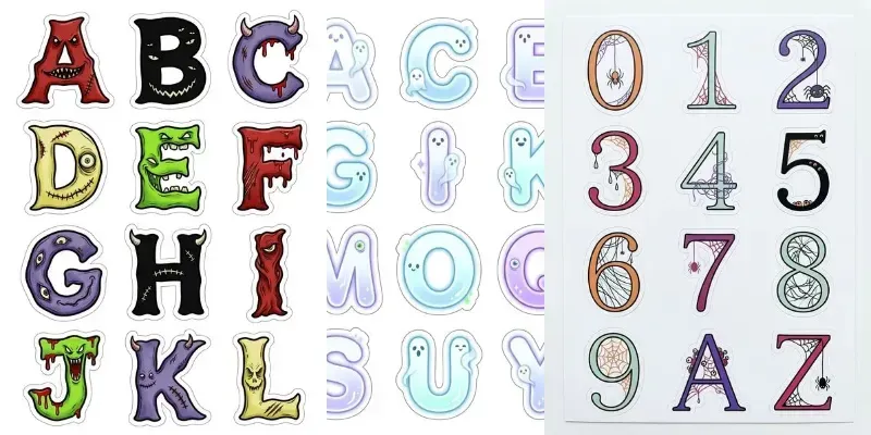 Halloween Letters Numbers Stickers