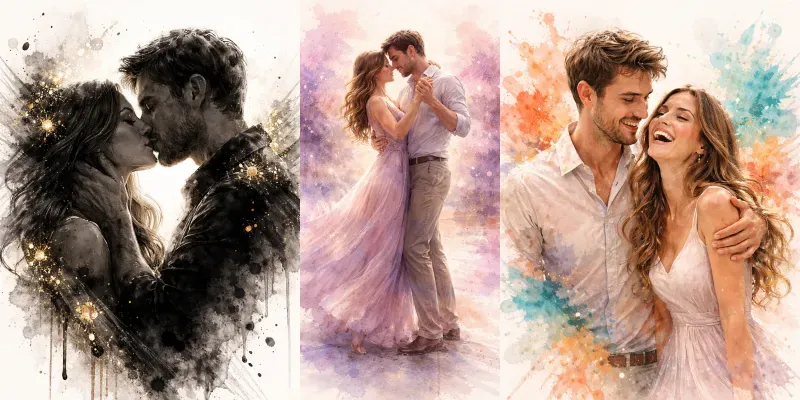 Soulmate Splash Romantic Dual Portraits generated by undefined