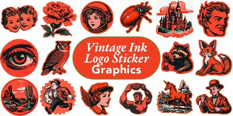 Vintage Ink Logo Sticker Graphics generated by undefined