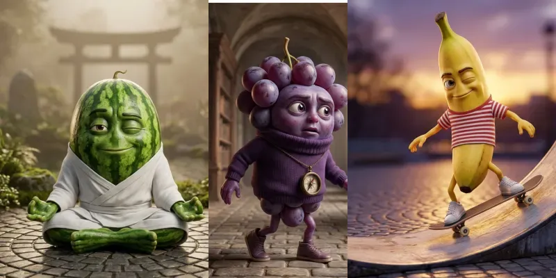 Cute 3D Anthropomorphic Fruit Characters generated by undefined