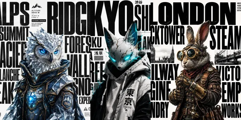 Urban Typography Character Posters generated by undefined