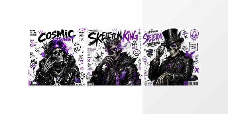Dark Fantasy Skeleton Graffiti Posters generated by undefined