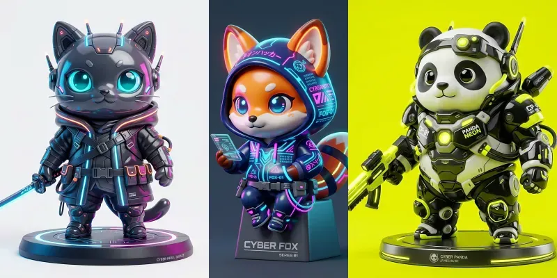 3D Cyberpunk Cute Vinyl Toy Creators generated by undefined