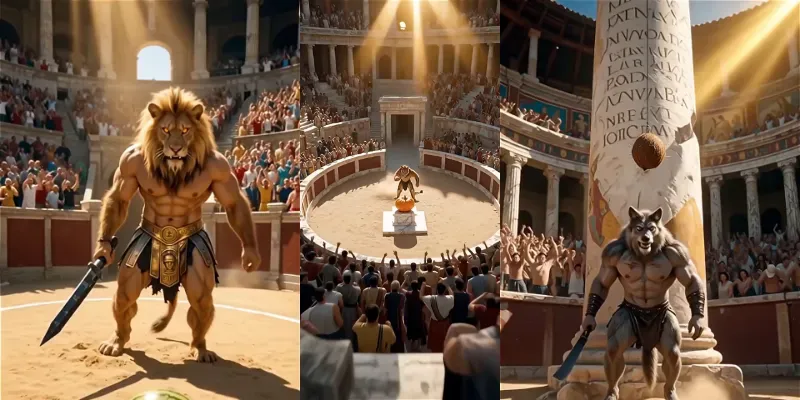 Cinematic Animal Gladiator Videos generated by undefined