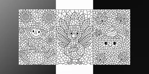 Mosaic Style Thanksgiving Day Colorings generated by chatgpt-image