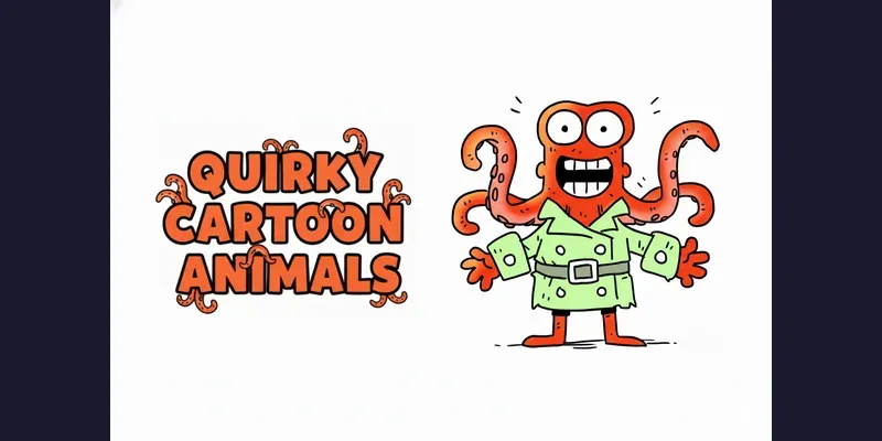 Quirky Cartoon Animal Doodle Characters generated by undefined
