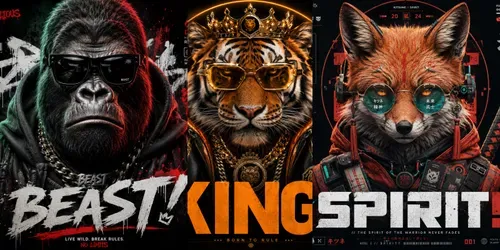 Neon Mood Animal Streetwear Posters generated by chatgpt-image