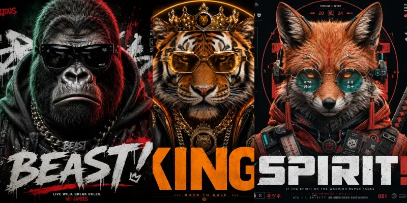 Neon Mood Animal Streetwear Posters generated by undefined