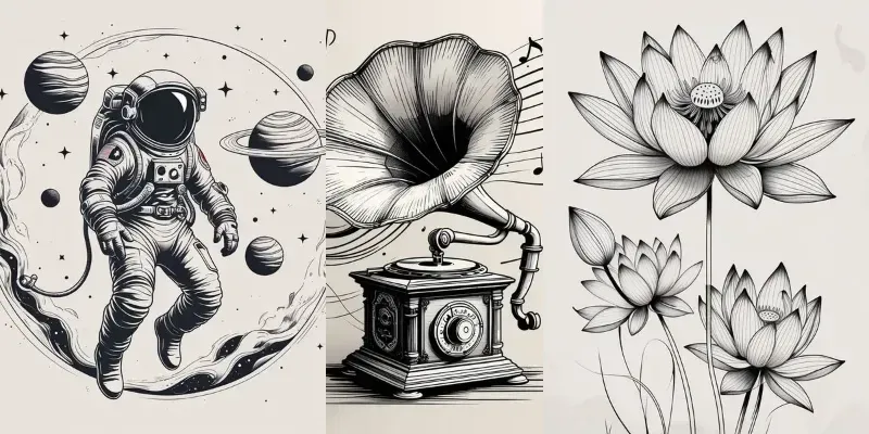 Elegant Line Art Illustrations generated by undefined