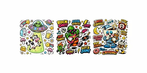 Retro Popart Mascot Sticker Sheets generated by chatgpt-image