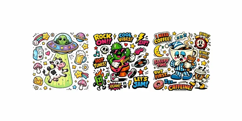 Retro Popart Mascot Sticker Sheets generated by undefined