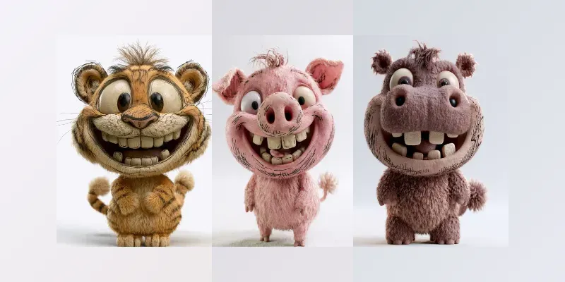 Goofy 3D Animal Mascots generated by undefined
