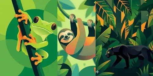 Tropical Animal Flat Vector Illustrations generated by gemini-image