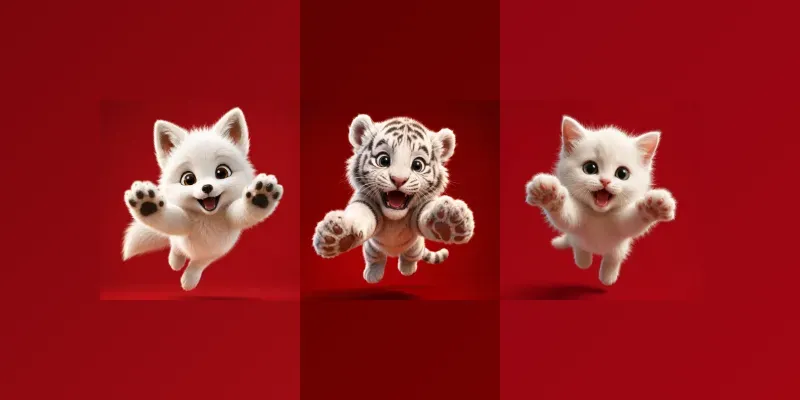 Cute White Baby Animal Jump Art Style generated by undefined