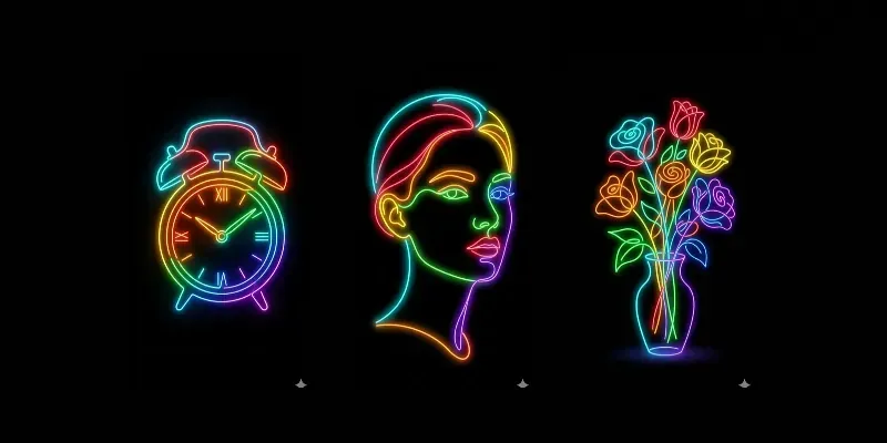 Neon Line Art Minimal Glows generated by undefined