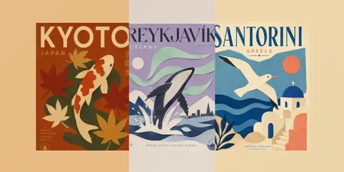 Retro Minimalist Travel Posters generated by chatgpt-image