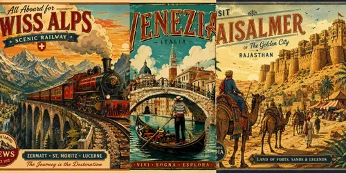 Vintage Illustrated Travel Posters generated by chatgpt-image