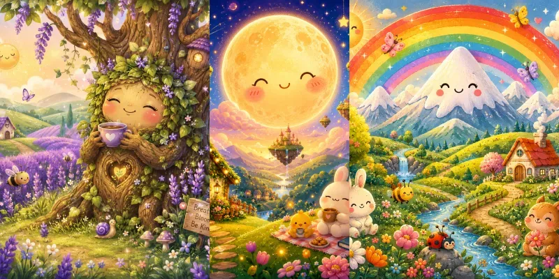 Kawaii Nature Storybook Scenes generated by undefined