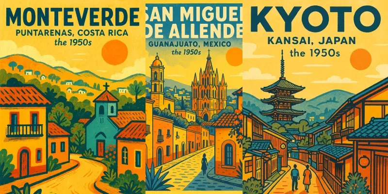 Vintage 1950s Travel Posters generated by undefined