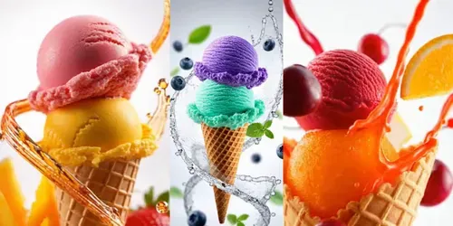 Luxury Ice Cream Splash 3D Videos generated by sora