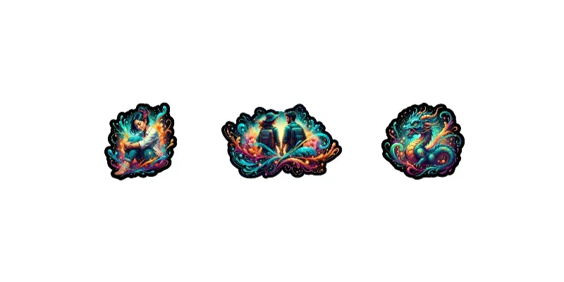 Neonglow Fantasy Sticker Masterpieces generated by undefined