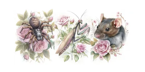Roses And Creatures generated by midjourney