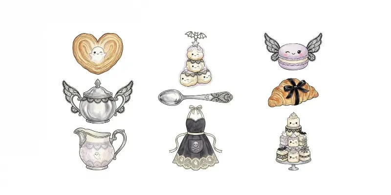 Ghostly Parisian Patisserie Clipart generated by undefined
