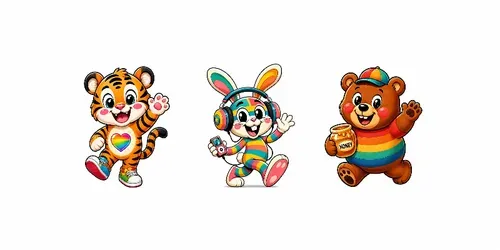 Rainbow Retro Mascot Cartoon Bundles generated by chatgpt-image