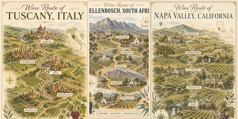 Vintage Wine Route Travel Posters generated by undefined