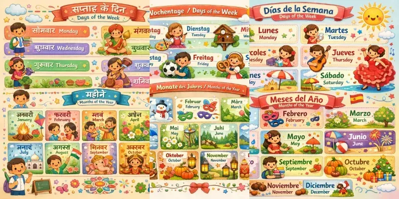Multilingual Kids Educational Posters generated by undefined