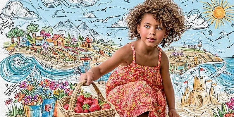 Summer Kids Doodle Collage Posters generated by undefined
