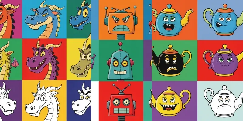 Whimsical Cartoon Faces generated by undefined