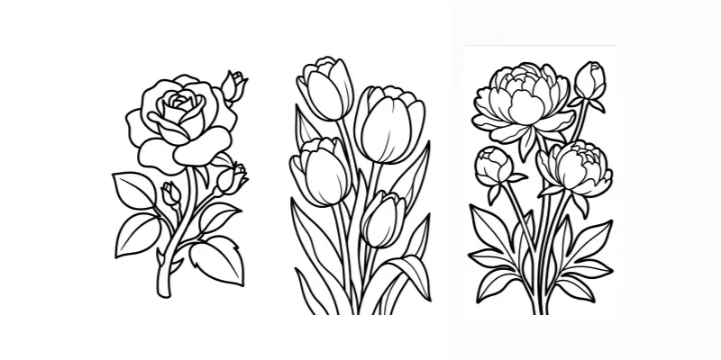 Bold Easy Flower Coloring Pages KDP generated by undefined