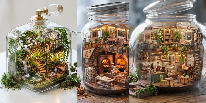 Isometric 3D Miniature Glass Worlds
