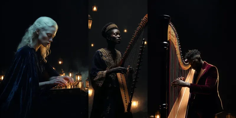 Cinematic Obsidian Golden Aura Portraits generated by undefined